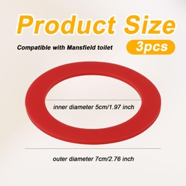 3pcs Flush Valve Seal for Mansfield, 1.97 inch Inner Diameter Toilet Tank Gasket Replacement Parts Rubber Canister Flush Valve Seal Compatible with Mansfield 210 and 211 (Red)