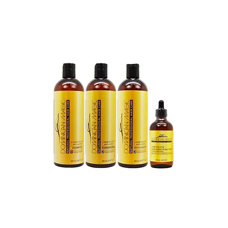 Dominican Magic Anti-Aging Hair Care Set – Shampoo, Conditioner, Leave-In