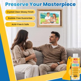 LUXFINISH Puzzle Glue Kit with Spreader - Quick-Drying, Bubble-Free Adhesive for Puzzles up to 2000 Pieces. Crystal Clear, Non-Toxic & Acid-Free Puzzle Saver for Adults and Kids (130ml/4.4oz)