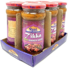 Rani Tikka Curry Vegan Simmer Sauce (Creamy Tomato, Onion & Cilantro) 14oz (400g) Glass Jar, Pack of 5 +1 FREE ~ Easy to Use | Vegan | No Colors | All Natural | NON-GMO | Gluten Free | Indian Origin