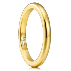 King Will GLORY 2mm 24k Gold Plated High Polished Comfort Fit Domed Tungsten Ring Wedding Band N (7)