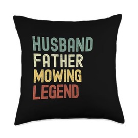 Husband Father Mowing Legend Lawn Care Funny Mower Funny Throw Pillow, 18x18, Multicolor