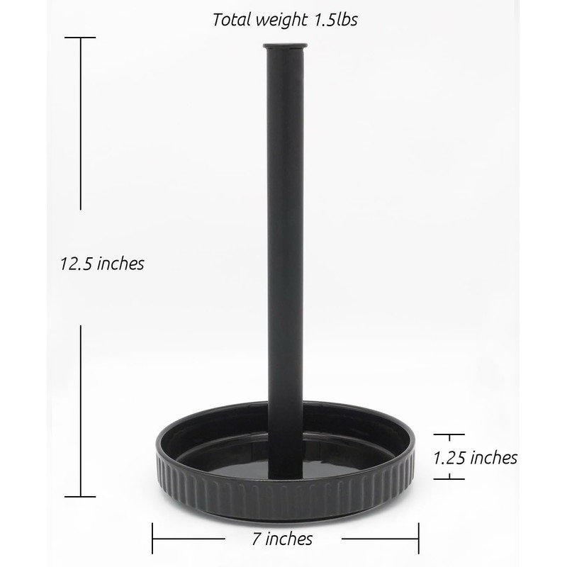 VROOMIUM Paper Towel Holder Countertop, Ceramic Base Easy-to-Clean, 1.5 lbs,