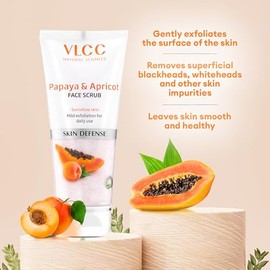 VLCC Exfoliante Facial de Papaya y Albaricoque - Limpiador Facial con Aloe Vera y Piña - Exfoliante Facial Suave para Piel Suave - 80 g