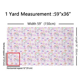 The Yard - Tela de unicornio de ensueño rosa con diseño de nubes de cielo estrellado y estrellas para sillas, tela decorativa con estampado de corona de princesa, suministros de costura de graffiti con cielo y acuarela, 2 yardas