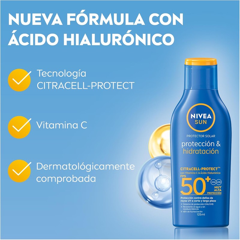 Protector Solar Corporal NIVEA SUN Protección E Hidratación Fps50+ 125Ml