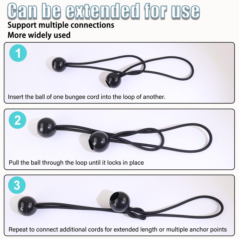 30PCS Ball Bungee Cords,Canopy Tarp Bungee Balls, for Camping, Shelter,Tent