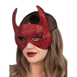 Leg Avenue Rhinestone devil mask, RED, O/S