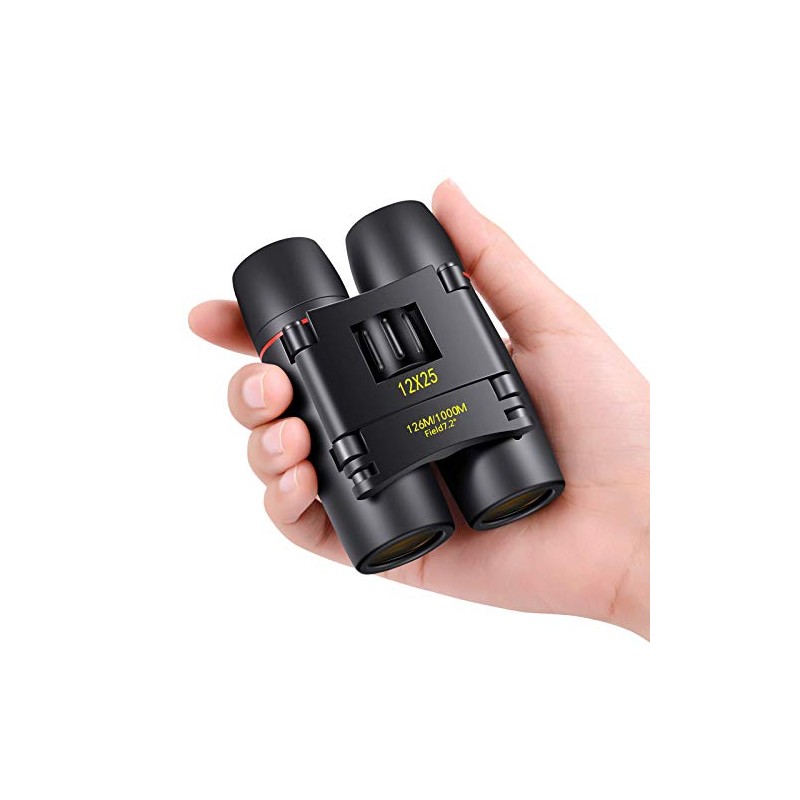 POLDR Small Pocket 12X25 Binoculars Compact Adults, Mini Kids Binoculars