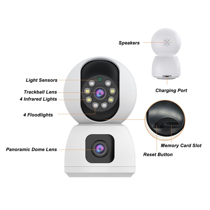Indoor Camera Dual Lens 2K Full HD Night Vision Two