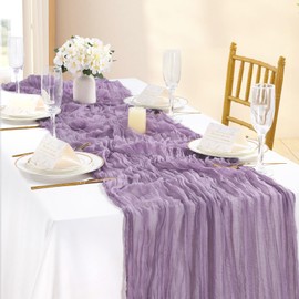SoarDream Cheesecloth Table Runner 4 Packs Purple Table Runners 10FT x 35" Wide Boho Cheese Cloth Runner for Rustic Vintage Party Chair Sashes Decorations