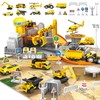 Frontoytall Construction Vehicles Track Set with Excavator, Dump Truck, Wheel