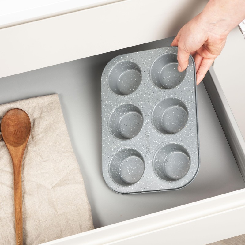 Salter BW02778G Marblestone 6 tassen Muffin-Backform - Muffinform, Antihaft Muffinblech