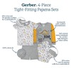 Gerber - Conjunto de Pijama de 4 Piezas para bebé,
