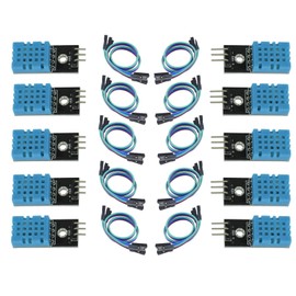 10 Pieces DHT11 Temperature & Humidity Sensor Module Digital Temperature and Humidity Sensor 3.3V-5V with Humidity Measurement Range 20%-95% and Temperature Measurement Range 0-50℃ with Dupont Wires