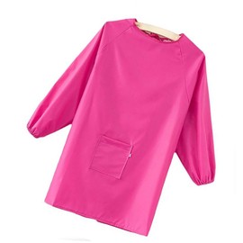 Kids Smock Waterproof Painting Apron with Long Sleeves and 1 Pocket for Arts Classroom Cooking Baking (Rose Red)