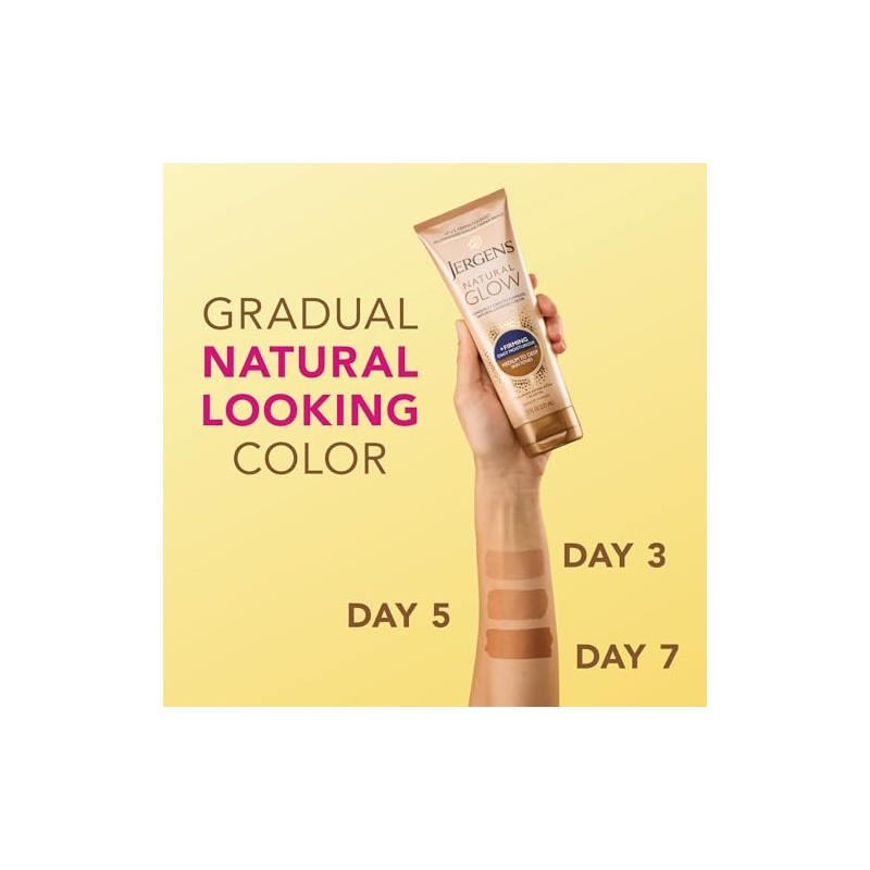 Jergens Natural Glow + reafirmante hidratante diario, Medium to Tan,
