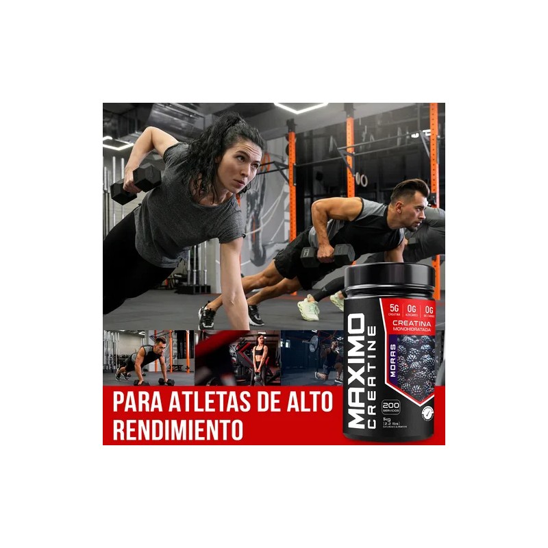Creatina Monohidratada Maximo Protein 1kg 200 Porciones Moras
