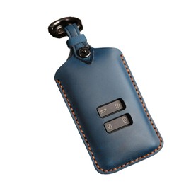Felimoa Smart Key Case, For Renault, Cowhide Leather, Cover, Key Chain, navy