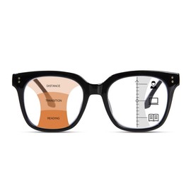 ZESAKER Progressive Multifocus Reading Glasses for Women Men Oversized Anti Blue Light Blocking Readers Square Eyeglasses (Black 1.0)