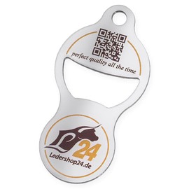 Ledershop24 Keyring Stainless Steel Mein Johann Men's & Women's Shopping Trolley Remover Round with Bottle Opener, White