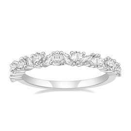 SHINYSO Silver Wedding Rings for Women Cubic Zirconia Eternity Ring CZ Thin Stacking Engagement Rings for Women Size 6