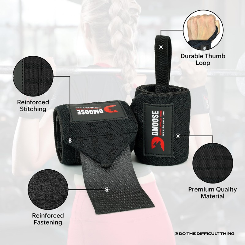 DMoose Wrist Wraps (18" & 12" Premium Quality) for Weightlifting,