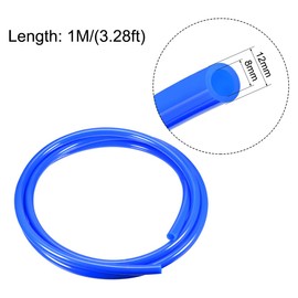 sourcing map Pneumatic Air Hose 12mm Outer Dmr x 8mm Inner Dmr 1m (39.4") PU Polyurethane Air Compressor Hose Tube Blue