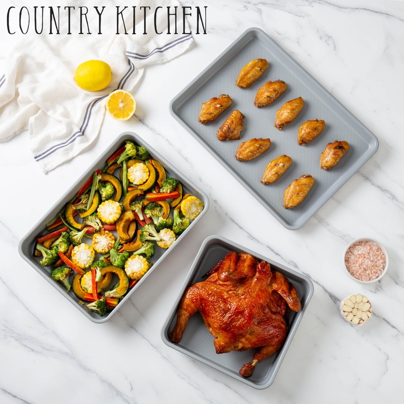Country Kitchen Nonstick Stackable Bakeware Set - Durable, Easy Release