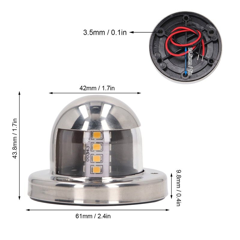 12V DC Boat Anchor Lights 135° White LED Navigation Stern