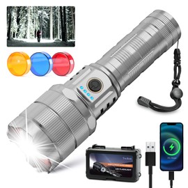 TECBOTT 10000 High Lumens Flashlights LED Rechargeable Tactical Flashlight 5 Modes Zoomable Fast Charging IPX6 Waterproof Flash Light Super Bright Handheld Flashlights for Camping Outdoor and Gift