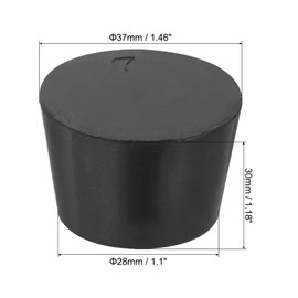 sourcing map Rubber Tapered Plug 28mm to 37mm Solid Test Tubes Bungs Stopper Black for Lab 6 Pieces
