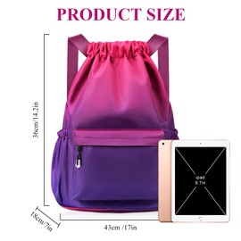 flintronic Drawstring Backpack, Waterproof Sports Backpack, Large Sports Gym Bag With Shoe Compartment and Water Bottle Mesh Pockets, for Sports School Beach Holidays Swimming Travel