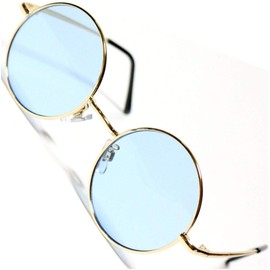 Berkut 1040092 Modeled Date Glasses, Sunglasses, Colored Round, Lightweight, Fatigue-Resistant, Eye-friendly Lenses, gold × light blue