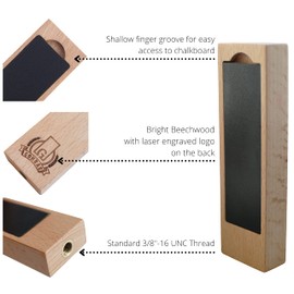 Beer Tap Handle with Removable Chalkboard - Mini 5.5 Inch Beech Wooden Tap Handle with a Convenient Removable Magnetic Chalkboard for Kegerators, Bar Taps, Homebrewers, and Draft Beer, by Gonbae