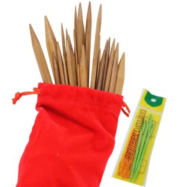 KnitPal 24 Inch (60cm) Bamboo Circular Knitting Needles Set with 16 Pairs, Storage Pouch, 16 Sizes US 0-17 (2-12mm)
