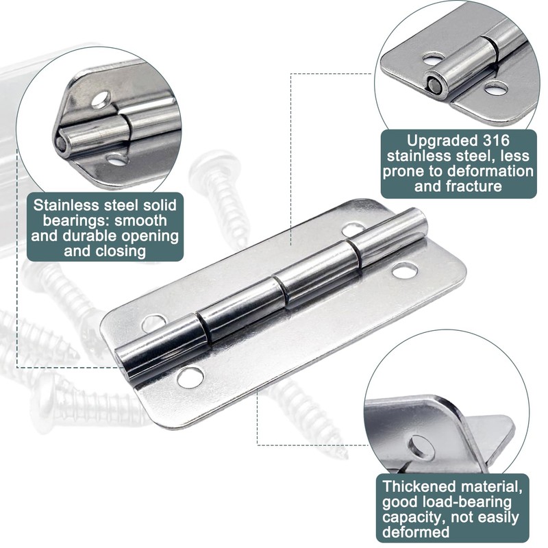 6-Pack 316 Stainless Steel Cooler Hinges & 24 Screws for