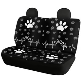 ZIATUBLES Dog Paws Print Car Seat Covers Full Set, Auto Seat Protector Front & Rear Bench Seat Protectors Universal Fit, for Sedan Truck Van SUV, Cars Interior Accessories