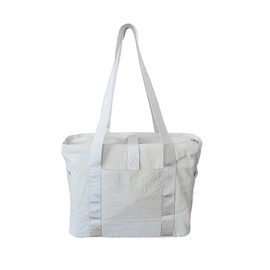 OBLULIFE Large Lightweight Tote Bag for Women, Yoga Gym Beach Travel Bag, Fits 16" Laptop & Yoga Mat, Waterproof Nylon Beige