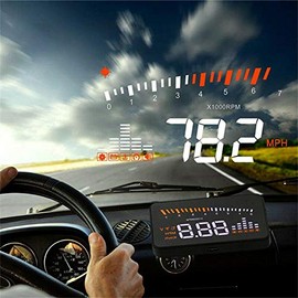 Car HUD Display, Riloer Digital Speedometer Car Head Up Display Projector with OBDII/EOBD Interface HD Screen Speed Water Temperature Voltage Overspeed Alarm