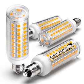 E11 Led Bulbs, JDE11 120V 75W Halogen Candelabra Bulbs Equiva Dimmable,T3 T4 Mini Base JD E11 Bulb, 2700K Warm White 7W 750lm E11 for Chandeliers,Candelabra,Ceiling Fan, Table Cabinet Lighting,4Pack