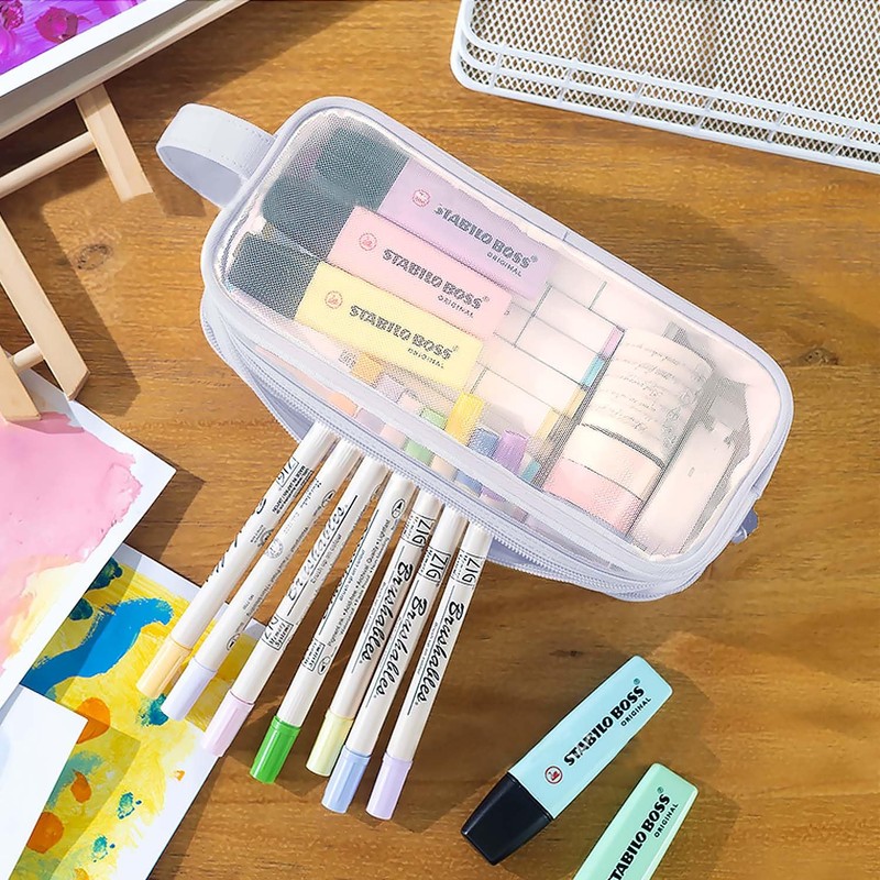 MAMUNU Transparent Pencil Case for Women, blue, Cosmetic bag