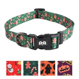 QQPETS Adjustable Soft Dog Collar: Print Flower Pink Multicolor Cute Patterns for XS Small Medium Large Pet Girl Boy Puppy Walking Running Training