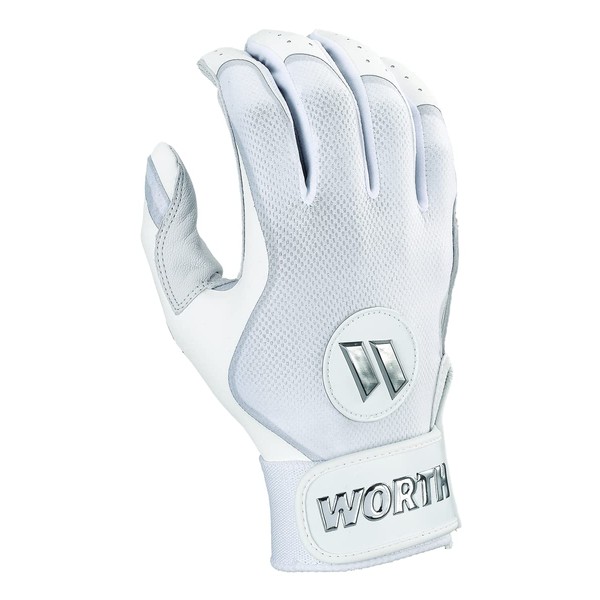 Worth | PRO Slowpitch Softball Batting Gloves | Adult Medium | White