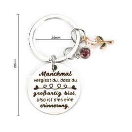 OBEISN Elegant Stainless Steel Keyring with Pink Flower Pendant and Sparkling Crystal Gift, Gifts for Girlfriends or as an Inspirational Birthday Gift, silver