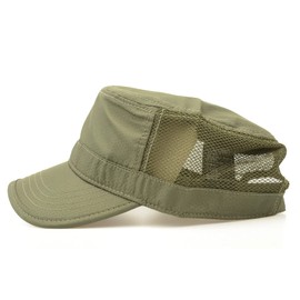 Rf Work Cap, Men's, Mesh, Summer Hat, Unisex, Quick Drying, Flirty, Solid, Military (22.0 - 23.6 inches (56 - 60 cm), green
