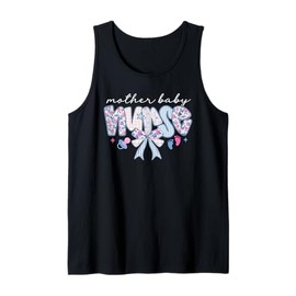Mother Baby Nurse Coquette Bow Floral MBU Work Postpartum Tank Top