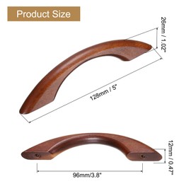 QUARKZMAN 6 Stück Holz Schubladenknöpfe Griffe, 96mm/3,8" Lochabstand Brückenförmige Buchenholz Schrank Schubladenknöpfe Griffe für Küchenschränke Möbel (Khaki, 128mm Länge)