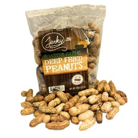 Jerky.com Deep Fried Peanuts in Shell Garlic Flavor 10oz - Original Garlic Flavor Peanuts - Inshell Peanuts for Human - USA Grown, Perfect Snack Food