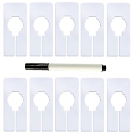 10 Pcs Closet Dividers, White Rectangular Closet Dividers Blank Clothing Rack Size Dividers with a Pen for Most Standard Closet Racks